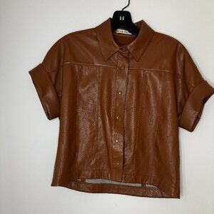 Alice + Olivia Edyth Vegan Leather Shirt